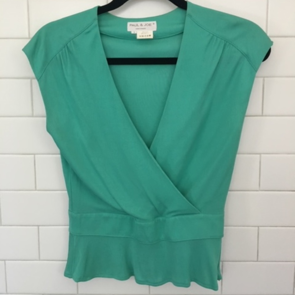 Paul and Joe sleeveless teal blouse
